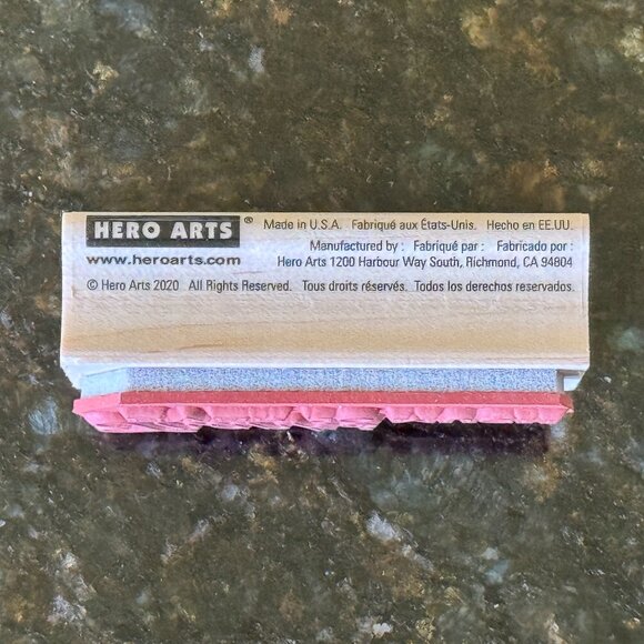 Hero Arts Maple Woodblock Mounted Red Rubber Stamp Thanks Ever So Much, USA, NWT - Picture 3 of 9
